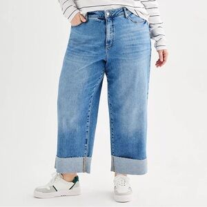 Plus Size Sonoma Goods For Life® Wide Leg Cuffed Jeans